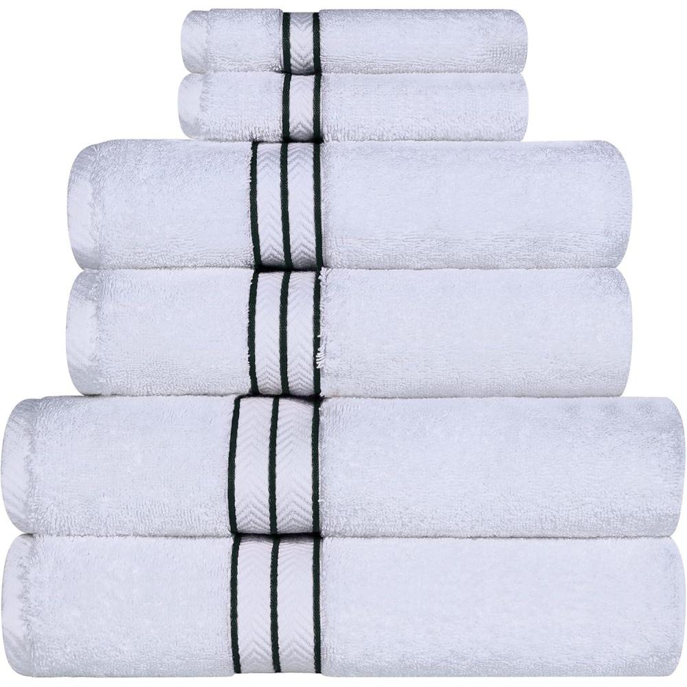 imageSuperior Turkish Cotton UltraPlush 6Piece Towel Set Ideal for Master Bath Guest Bathroom Fast Drying Shower Spa FaceWashcloths Hand Bath Towels Absorbent Home Basics Tea RoseTeal