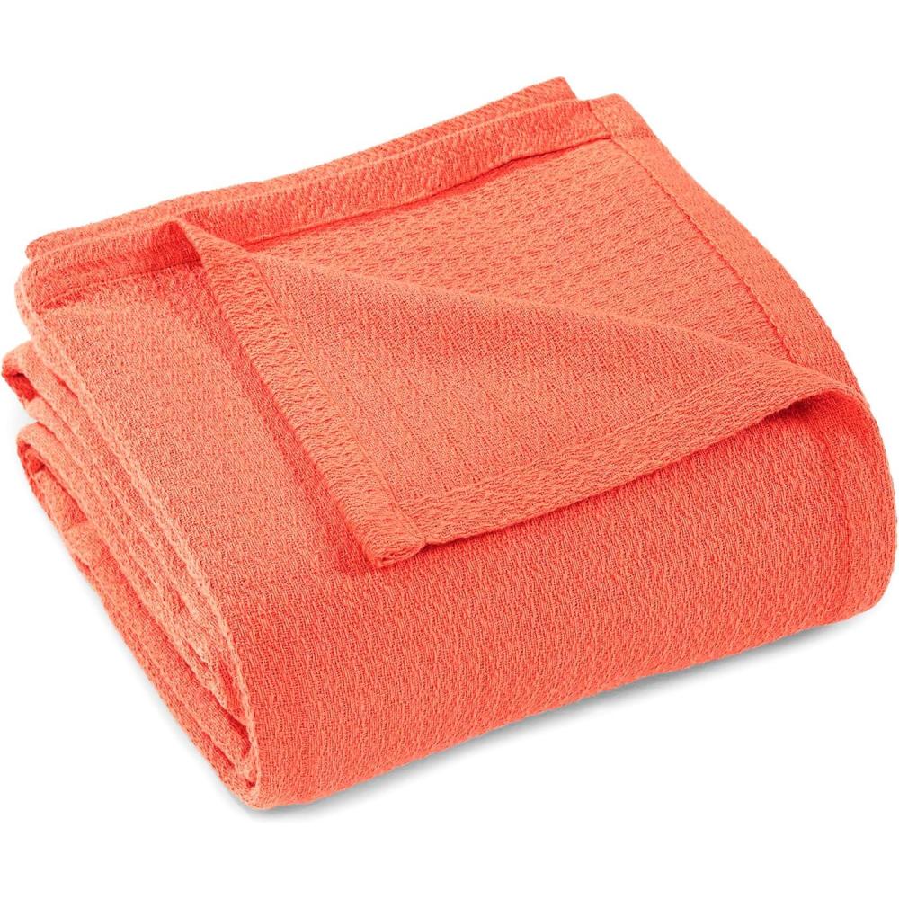 imageSuperior Waffle Weave Cotton Blanket for Picnic Beach Traveling or Camping Comfy Blanket Bedroom Decor Essentials Cover for Bed Couch Lounging Honeycomb Knit FullQueen TurquoiseCoral