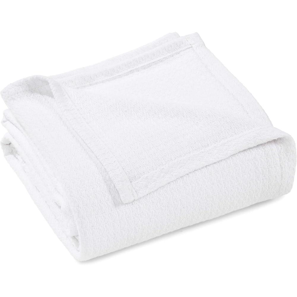 imageSuperior Waffle Weave Cotton Blanket for Picnic Beach Traveling or Camping Comfy Blanket Bedroom Decor Essentials Cover for Bed Couch Lounging Honeycomb Knit FullQueen TurquoiseWhite