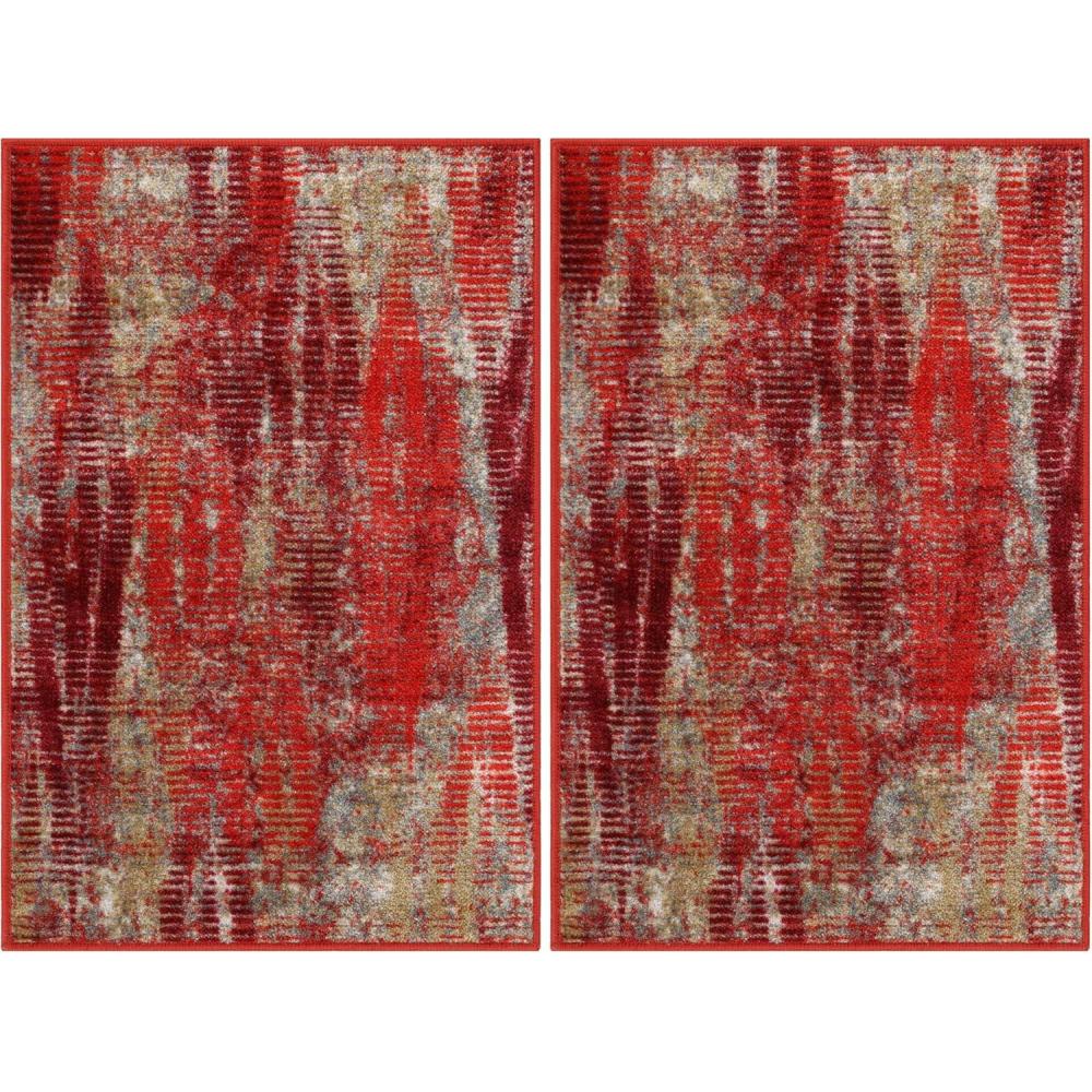 imageSuperior Washable Indoor Area Rug for Dining Kitchen Office Modern Floor Decor Soft Aesthetic Rugs Abstract Brushstrokes Indoor Rug Brayton Collection 5 x 8 OrangeOrange