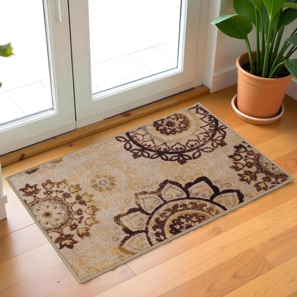 imageSuperior Washable Indoor Area Rug for Dining Kitchen Office Modern Floor Decor Soft Aesthetic Rugs Abstract Brushstrokes Indoor Rug Brayton Collection 5 x 8 OrangeBrowncream  Z