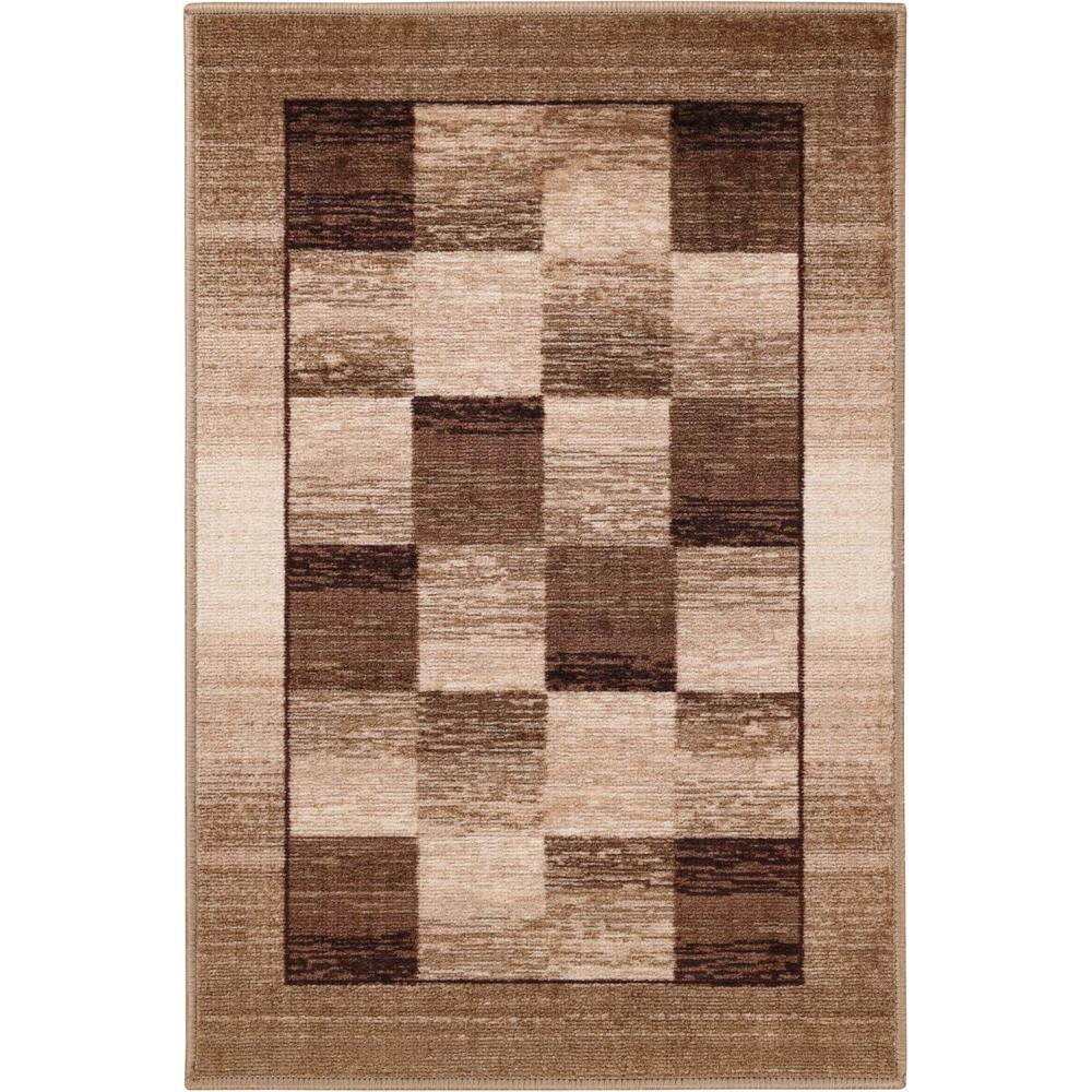 imageSuperior Washable Indoor Area Rug for Dining Kitchen Office Modern Floor Decor Soft Aesthetic Rugs Abstract Brushstrokes Indoor Rug Brayton Collection 5 x 8 OrangeChocolate