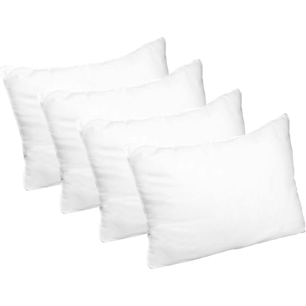 imageSuperior White Down Alternative Pillow 2Pack Premium Hypoallergenic Microfiber Fill Medium Density for Back Stomach and Side Sleepers  Standard Size Striped WhiteStandard Set of 4