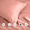 100% Egyptian Cotton 1500 Thread Count Oversized Standard Pillowcase Set Solid, White(Dusted Rose)