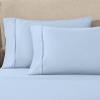 1200 Thread Count 100% Egyptian Cotton, Soft and Breathable, 2-Piece King Pillowcase Set Solid, White(Light Blue)