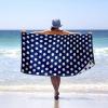 SUPERIOR 100% Cotton Luxury Beach Towels – Oversized Beach Towel, 450 GSM Swim Towel, Red, White, & Blue Ocean Stripes (34″ x 64″)(Blue)