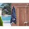 SUPERIOR 100% Cotton Luxury Beach Towels – Oversized Beach Towel, 450 GSM Swim Towel, Red, White, & Blue Ocean Stripes (34″ x 64″)(Blue)
