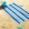 SUPERIOR 100% Cotton Luxury Beach Towels – Oversized Beach Towel, 450 GSM Swim Towel, Red, White, & Blue Ocean Stripes (34″ x 64″)(Blue Ocean)