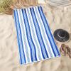 SUPERIOR 100% Cotton Luxury Beach Towels – Oversized Beach Towel, 450 GSM Swim Towel, Red, White, & Blue Ocean Stripes (34″ x 64″)(Navy Blue)