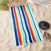 SUPERIOR 100% Cotton Luxury Beach Towels – Oversized Beach Towel, 450 GSM Swim Towel, Red, White, & Blue Ocean Stripes (34″ x 64″)(Stripe Blue)
