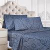 SUPERIOR 3 Piece Cotton Blend Paisley Duvet Cover Set, King/California King, Navy Blue(Navy Blue)