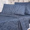 SUPERIOR 3 Piece Cotton Blend Paisley Duvet Cover Set, King/California King, Navy Blue(Navy Blue)