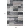 SUPERIOR Indoor Area Rug, Foam Backed, Modern Geometric Patchwork Floor Decor for Bedroom, Office, Living Room, Entryway, Hardwood Floors, Rockwood Collection, 10′ x 14′, Chocolate(Blue-taupe)