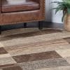 SUPERIOR Indoor Area Rug, Foam Backed, Modern Geometric Patchwork Floor Decor for Bedroom, Office, Living Room, Entryway, Hardwood Floors, Rockwood Collection, 10′ x 14′, Chocolate(Slate – Z)