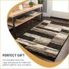 SUPERIOR Indoor Area Rug, Foam Backed, Modern Geometric Patchwork Floor Decor for Bedroom, Office, Living Room, Entryway, Hardwood Floors, Rockwood Collection, 10′ x 14′, Chocolate(A Chocolate)