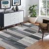 SUPERIOR Indoor Area Rug, Foam Backed, Modern Geometric Patchwork Floor Decor for Bedroom, Office, Living Room, Entryway, Hardwood Floors, Rockwood Collection, 10′ x 14′, Chocolate(Blue-taupe)