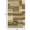 SUPERIOR Indoor Area Rug, Foam Backed, Modern Geometric Patchwork Floor Decor for Bedroom, Office, Living Room, Entryway, Hardwood Floors, Rockwood Collection, 10′ x 14′, Chocolate(Light Blue-beige)