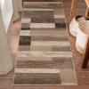 SUPERIOR Indoor Area Rug, Foam Backed, Modern Geometric Patchwork Floor Decor for Bedroom, Office, Living Room, Entryway, Hardwood Floors, Rockwood Collection, 10′ x 14′, Chocolate(Beige)