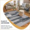 SUPERIOR Indoor Area Rug, Foam Backed, Modern Geometric Patchwork Floor Decor for Bedroom, Office, Living Room, Entryway, Hardwood Floors, Rockwood Collection, 10′ x 14′, Chocolate(Blue-taupe)