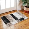 SUPERIOR Indoor Area Rug, Foam Backed, Modern Geometric Patchwork Floor Decor for Bedroom, Office, Living Room, Entryway, Hardwood Floors, Rockwood Collection, 10′ x 14′, Chocolate(Ivory Beige)