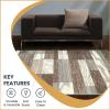 SUPERIOR Indoor Area Rug, Jute Backed, Modern Geometric Patchwork Floor Decor for Bedroom, Office, Living Room, Entryway, Hardwood Floors, Rockwood Collection, 6′ x 9′, Slate(Light Blue-ivory)
