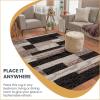 SUPERIOR Indoor Area Rug, Jute Backed, Modern Geometric Patchwork Floor Decor for Bedroom, Office, Living Room, Entryway, Hardwood Floors, Rockwood Collection, 6′ x 9′, Slate(A Chocolate)