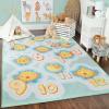SUPERIOR Kids Indoor Area Rug, Elephant Design, Cute Rugs for Bedroom, Nursery, Playroom, Living Room, Entryway, Unique Accent, Soft Cotton Backed Rugs, Nursery Collection, 4′ x 6′, Baby Blue(Playtime – Aquamarine)