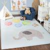SUPERIOR Kids Indoor Area Rug, Elephant Design, Cute Rugs for Bedroom, Nursery, Playroom, Living Room, Entryway, Unique Accent, Soft Cotton Backed Rugs, Nursery Collection, 4′ x 6′, Baby Blue(Nursery – Soft Pink)