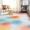 SUPERIOR Kids Indoor Area Rug, Elephant Design, Cute Rugs for Bedroom, Nursery, Playroom, Living Room, Entryway, Unique Accent, Soft Cotton Backed Rugs, Nursery Collection, 4′ x 6′, Baby Blue(Rose Pink)