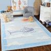 SUPERIOR Kids Indoor Area Rug, Elephant Design, Cute Rugs for Bedroom, Nursery, Playroom, Living Room, Entryway, Unique Accent, Soft Cotton Backed Rugs, Nursery Collection, 4′ x 6′, Baby Blue(Traveler – Cerulean Blue)