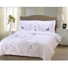 SUPERIOR Spring Embroidered Duvet Cover Set, Long-Staple Cotton, Full/Queen White(Blue Swallow)