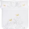 SUPERIOR Spring Embroidered Duvet Cover Set, Long-Staple Cotton, Full/Queen White(Gold Swallow)
