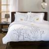 SUPERIOR Spring Embroidered Duvet Cover Set, Long-Staple Cotton, Full/Queen White(Gold Swallow)