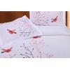 SUPERIOR Spring Embroidered Duvet Cover Set, Long-Staple Cotton, Full/Queen White(Red Swallow)