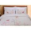 SUPERIOR Spring Embroidered Duvet Cover Set, Long-Staple Cotton, Full/Queen White(Red Swallow)