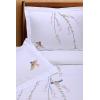 SUPERIOR Spring Embroidered Duvet Cover Set, Long-Staple Cotton, Full/Queen White(Spring)