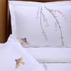 SUPERIOR Spring Embroidered Duvet Cover Set, Long-Staple Cotton, Full/Queen White(Spring)