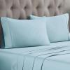 Standard Pillowcases 300-Thread Long-Staple Combed Cotton Sateen, 2-Piece Set, White(Light Blue)