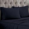 Standard Pillowcases 300-Thread Long-Staple Combed Cotton Sateen, 2-Piece Set, White(Navy Blue)
