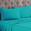 Standard Pillowcases 300-Thread Long-Staple Combed Cotton Sateen, 2-Piece Set, White(Teal)