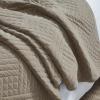 Superior 100% Cotton Velvet Quilt, 1 Lightweight Breathable Coverlet, Luxury Home Decor, Comfy Home Essential Bedding, Cotton Fill, Geometric Aesthetic, Karina Collection, Throw Size, White(Light Brown)