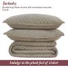 Superior 100% Cotton Velvet Quilt, 1 Lightweight Breathable Coverlet, Luxury Home Decor, Comfy Home Essential Bedding, Cotton Fill, Geometric Aesthetic, Karina Collection, Throw Size, White(Light Brown)