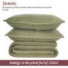 Superior 100% Cotton Velvet Quilt, 1 Lightweight Breathable Coverlet, Luxury Home Decor, Comfy Home Essential Bedding, Cotton Fill, Geometric Aesthetic, Karina Collection, Throw Size, White(Sage)