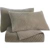 Superior 100% Cotton Velvet Quilt, 1 Lightweight Breathable Coverlet, Luxury Home Decor, Comfy Home Essential Bedding, Cotton Fill, Geometric Aesthetic, Karina Collection, Throw Size, White(Light Brown)