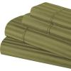 Superior 100% Egyptian Cotton 300 Thread Count Striped Bed Sheet Set, 1 Elastic Deep Pocket Fitted Sheet, 1 Flat Sheet, 2 Pillowcases, Soft Bedding, Sateen Weave, Hunter Green, Queen(Sage)
