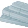 Superior 100% Egyptian Cotton 300 Thread Count Striped Bed Sheet Set, 1 Elastic Deep Pocket Fitted Sheet, 1 Flat Sheet, 2 Pillowcases, Soft Bedding, Sateen Weave, Hunter Green, Queen(Light Blue)