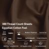Superior 100% Egyptian Cotton 300 Thread Count Striped Bed Sheet Set, 1 Elastic Deep Pocket Fitted Sheet, 1 Flat Sheet, 2 Pillowcases, Soft Bedding, Sateen Weave, Hunter Green, Queen(Mocha)