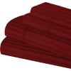 Superior 100% Egyptian Cotton 300 Thread Count Striped Bed Sheet Set, 1 Elastic Deep Pocket Fitted Sheet, 1 Flat Sheet, 2 Pillowcases, Soft Bedding, Sateen Weave, Hunter Green, Queen(Burgundy)