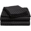 Superior 100% Egyptian Cotton 300 Thread Count Striped Bed Sheet Set, 1 Elastic Deep Pocket Fitted Sheet, 1 Flat Sheet, 2 Pillowcases, Soft Bedding, Sateen Weave, Hunter Green, Queen(Black)