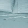 Superior 100% Egyptian Cotton 300 Thread Count Striped Bed Sheet Set, 1 Elastic Deep Pocket Fitted Sheet, 1 Flat Sheet, 2 Pillowcases, Soft Bedding, Sateen Weave, Hunter Green, Queen(Light Blue)